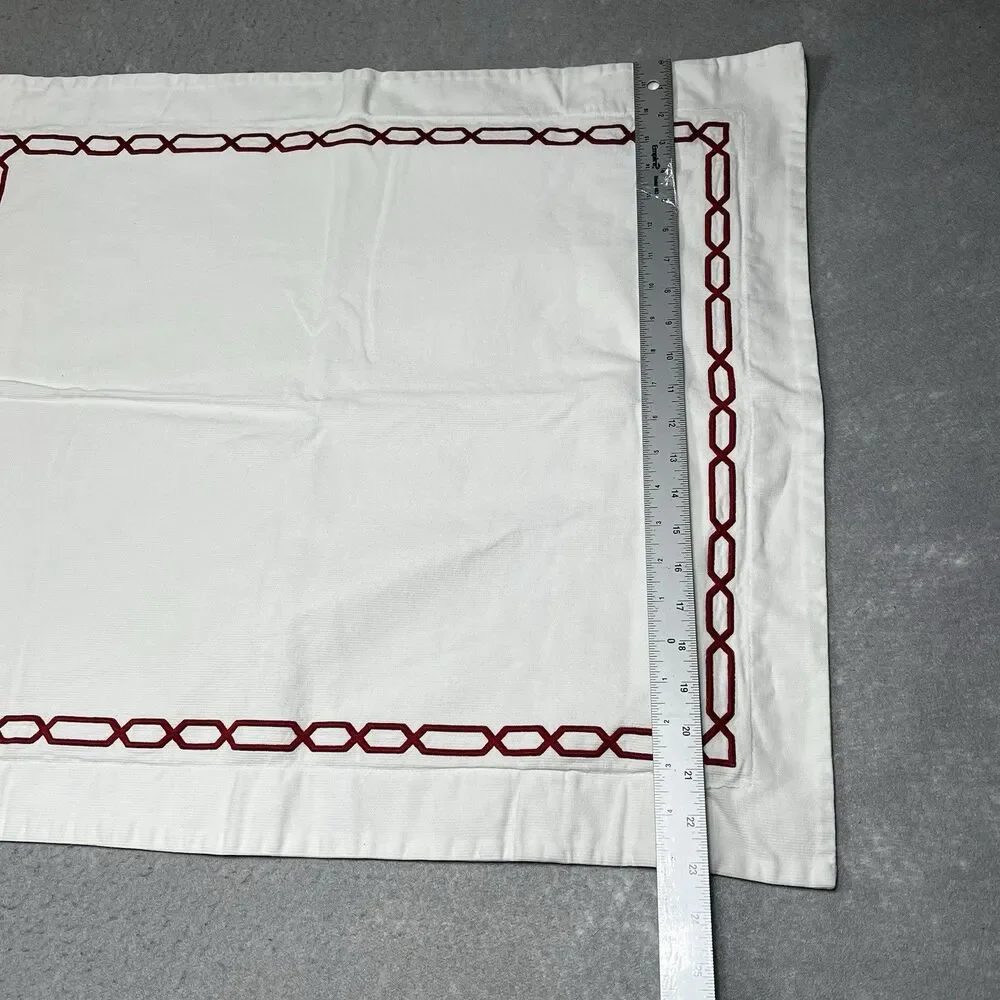 Pottery Barn Set Standard Pillow Shams White Satin Chain Stitch 100% Cotton